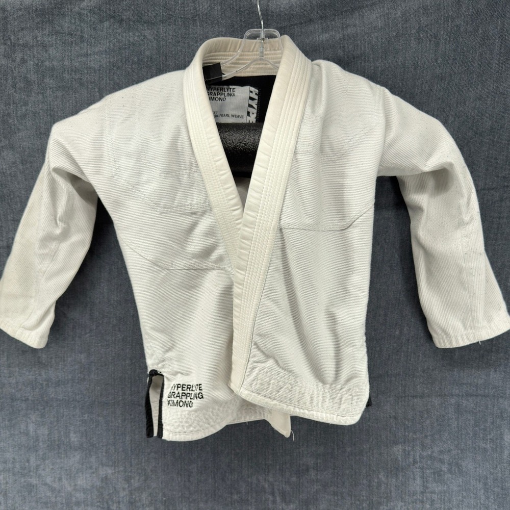 Hyperfly Grappling Kimono Kids Junior 5 White Cotton Pearl Weave BJJ Gi Jacket